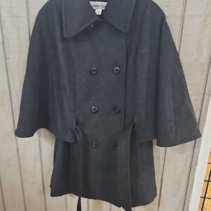 Stylish Black Double-Breasted Cape